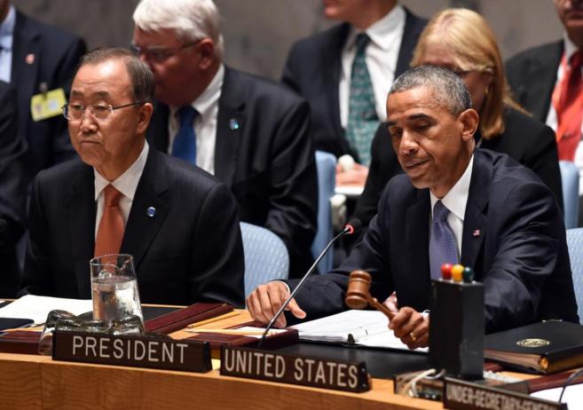 Ban Ki-moon y Barack Obama, durante la reunin de Naciones Unidas.