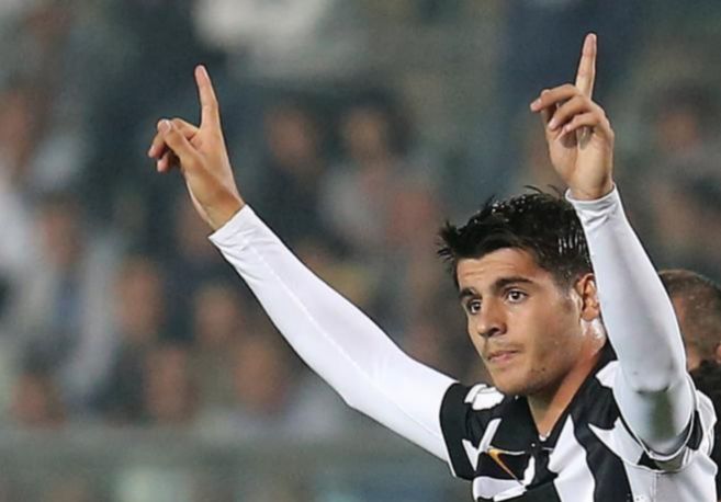 Morata celebra su primer gol con la Juventus.