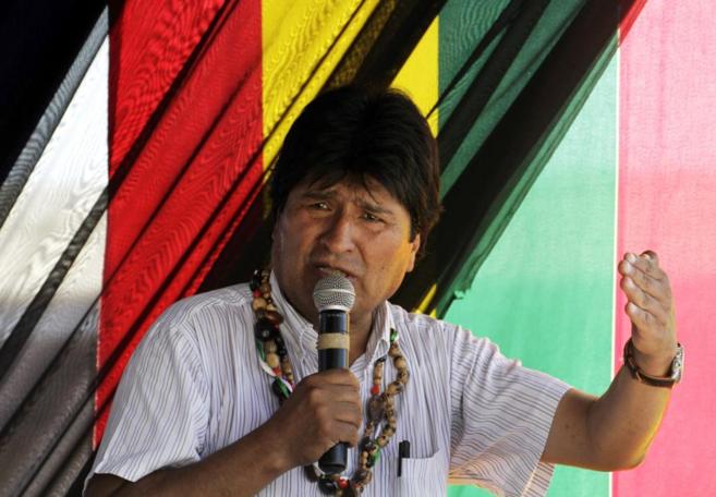 El presidente Morales, durante un acto celebrado en Cobija, al norte...