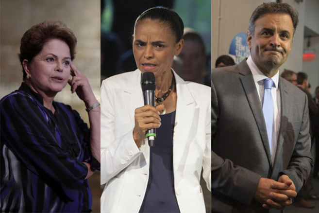 Dilma Rousseff, Marina Silva y Acio Neves