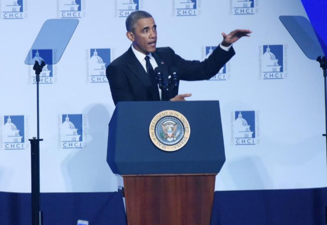 Barack Obama durante su discurso en la gala del CHCI