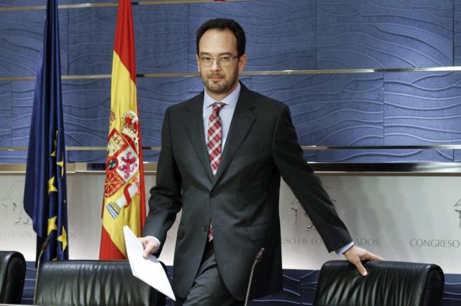 Antonio Hernando, portavoz del PSOE en el Congreso, durante su...