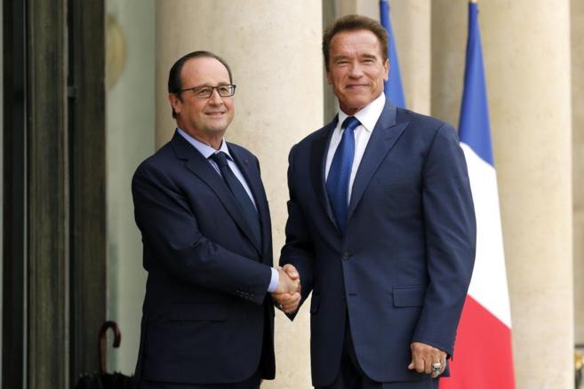 El presidente francs, Franois Hollande, junto al actor.