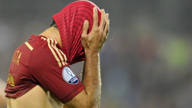 Diego Costa se lamenta tras una ocasin fallada, anterior a su gol.