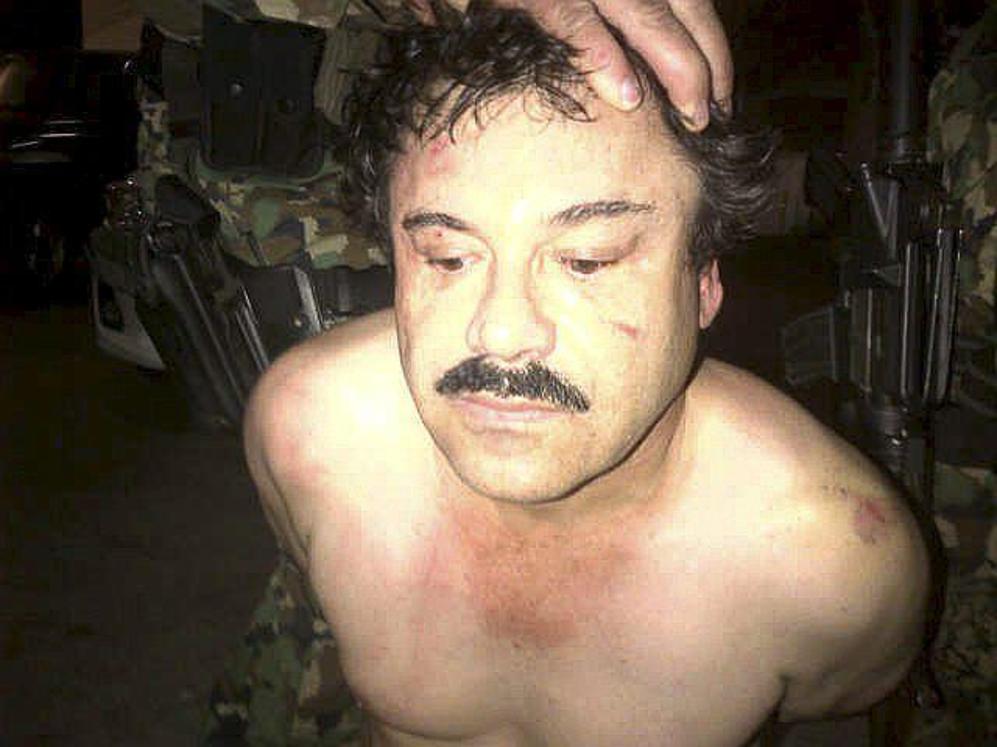 El Chapo Guzmn, en el momento de su detencin.