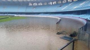 Las fuertes precipitaciones han anegado el estadio de Balados.