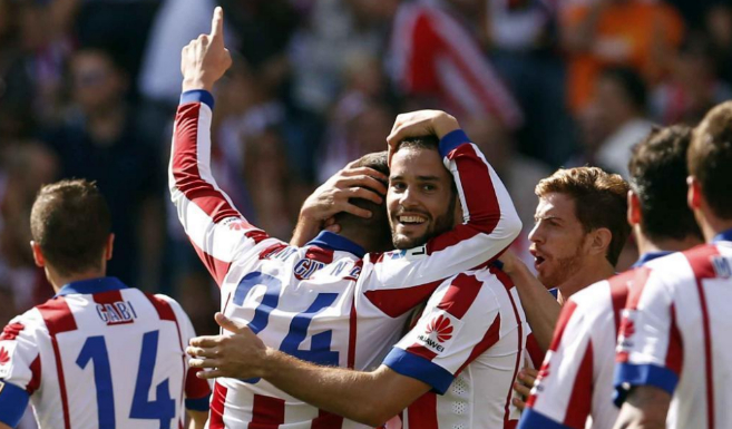 Mario Surez celebra su gol conseguido ante el Espanyol, el segundo...