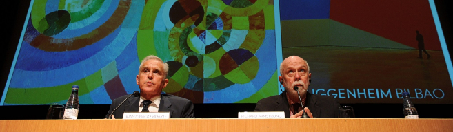 Los directores de los museos Guggenheim en Nueva York y Bilbao,...