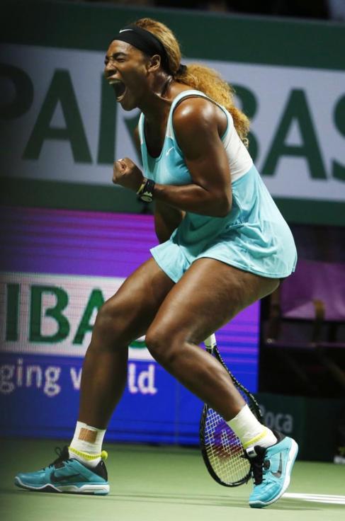 Serena Williams celebra un punto ante la canadiense Eugenie Bouchard.
