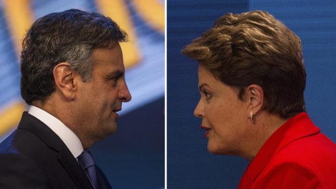 Acio Neves y Dilma Rousseff durante el ltimo debate televisivo...