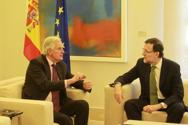 Mariano Rajoy con el comisario europeo de Mercado Interior, Michel...