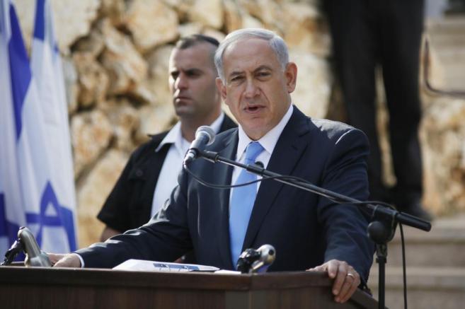 El primer ministro de Israel, Benjamin Netanyahu, durante la ceremonia...