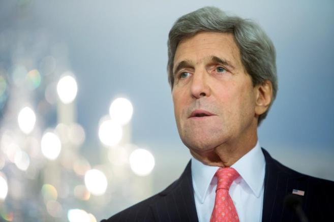 El secretario de Estado norteamericano John Kerry en una conferencia...