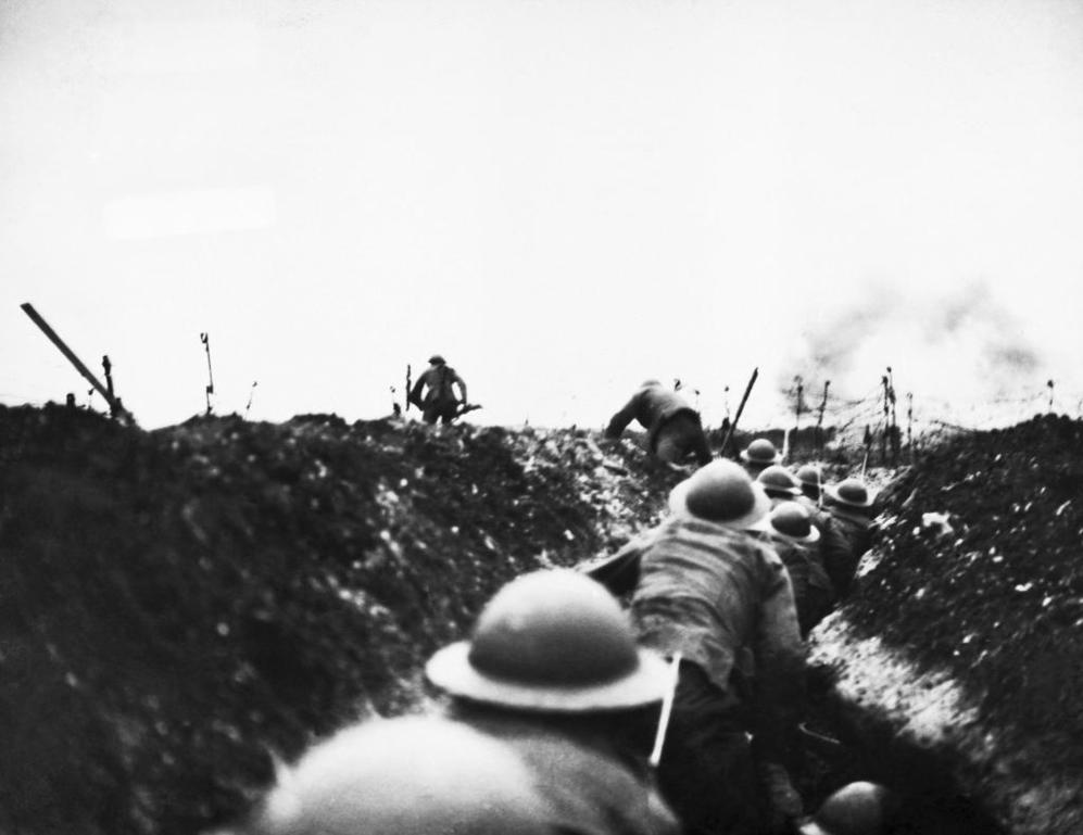Ofensiva de soldados franceses en Arras el 7 de abril de 1918.