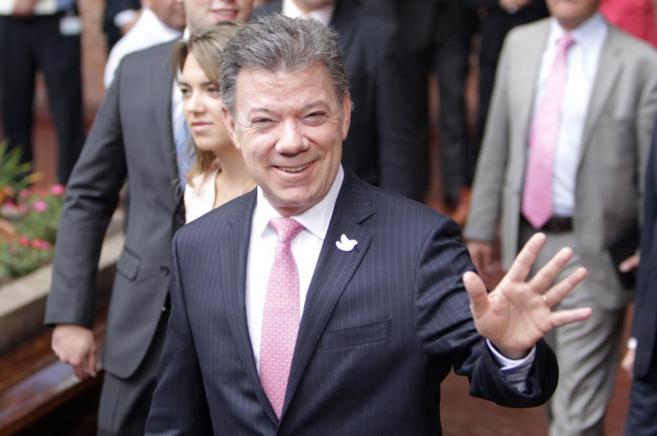 El presidente de Colombia, Juan Manuel Santos, en un acto el pasado...