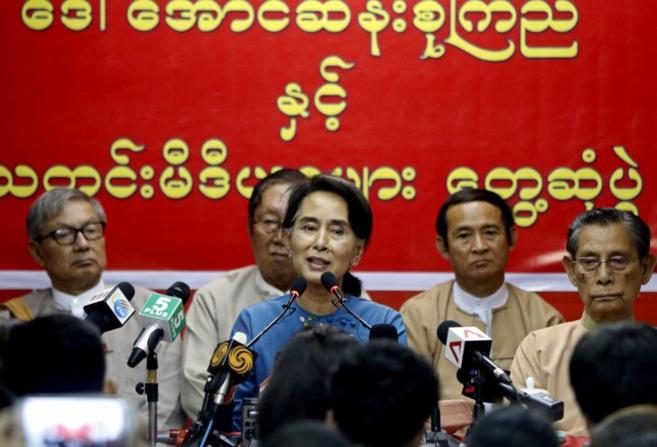 La lder de la oposicin Aung Sang Suu Kyi, en Rangn el...
