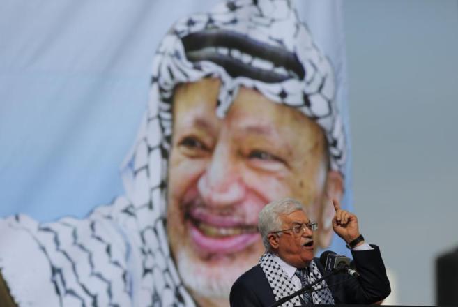 El presidente palestino, Abu Mazen, durante la ceremonia por el...