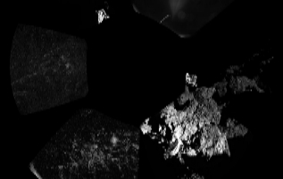 Primera imagen panormica enviada por Philae.