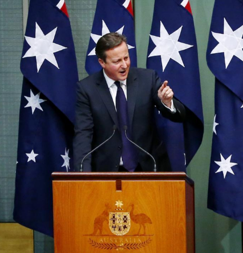 David Cameron, durante su discurso en el Parlamento australiano.