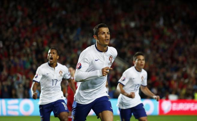 Cristiano Ronaldo celebra el gol de la victoria ante Armenia.
