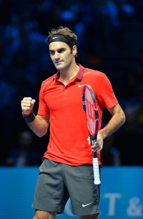 Roger Federer celebra un punto ante Wawrinka.
