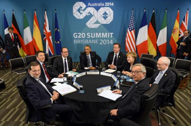 Mariano Rajoy, junto a Matteo Renzi, Francois Hollande, Barack Obama,...