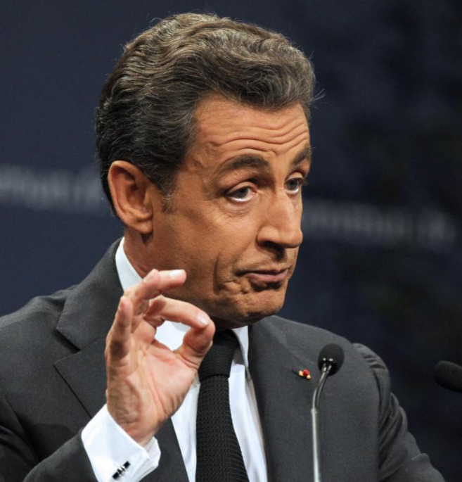 Sarkozy durante un discurso en el mitin "Sentido Comn" un...
