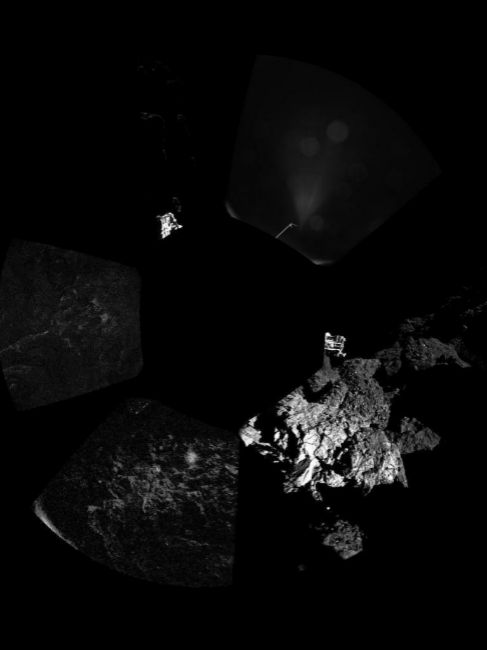 El mdulo Philae sobre la superficie del cometa...