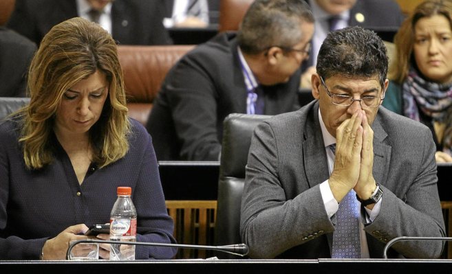 Susana Daz junto a Diego Valderas en el Parlamento andaluz.