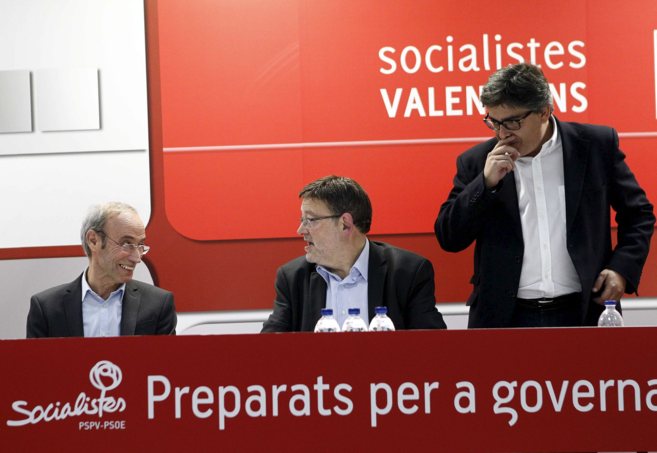 Los dirigentes socialistas Cipri Cscar, Ximo Puig y Alfred Boix,...