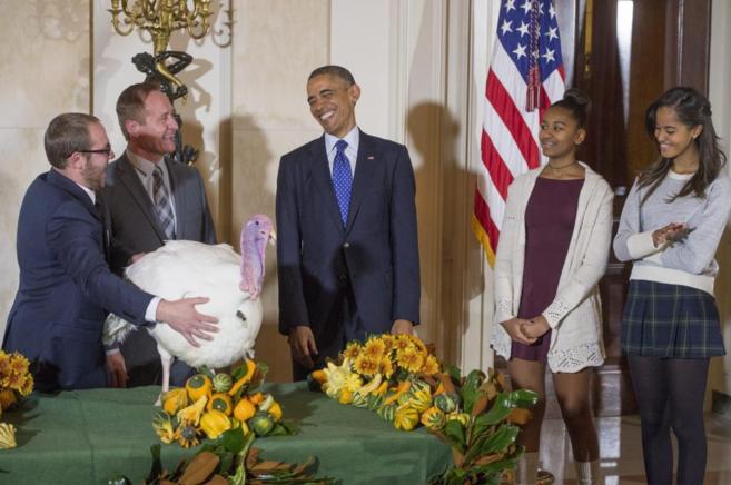 Las hijas de Obama en la ceremonia de Accin de Gracias.