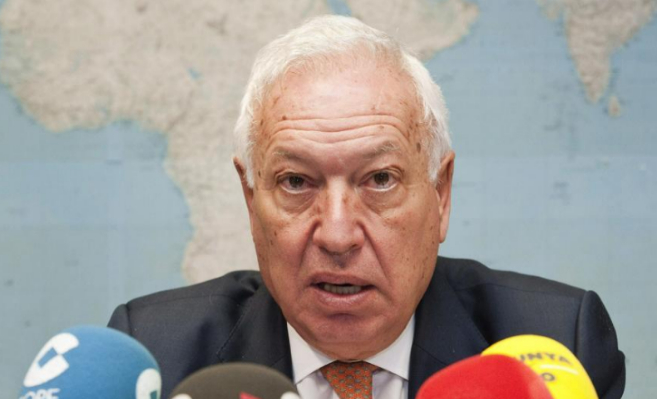 El ministro de Exteriores Margallo, durante la rueda de prensa en...