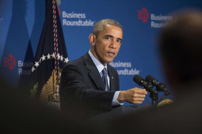 El presidente de los EEUU, Barack Obama, durante un discurso en...