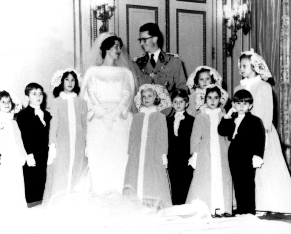 Posado de boda de los reyes de Blgica en 1960