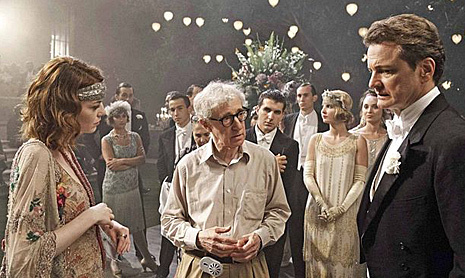 Emma Stone, Woody Allen y Colin Firth, durante el rodaje.