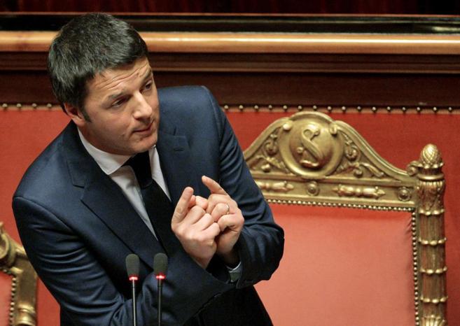 El primer ministro italiano, Matteo Renzi, durante una sesin en el...