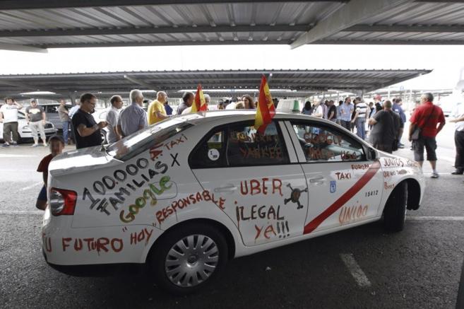 Imagen de las protestas de los taxistas en Madrid.
