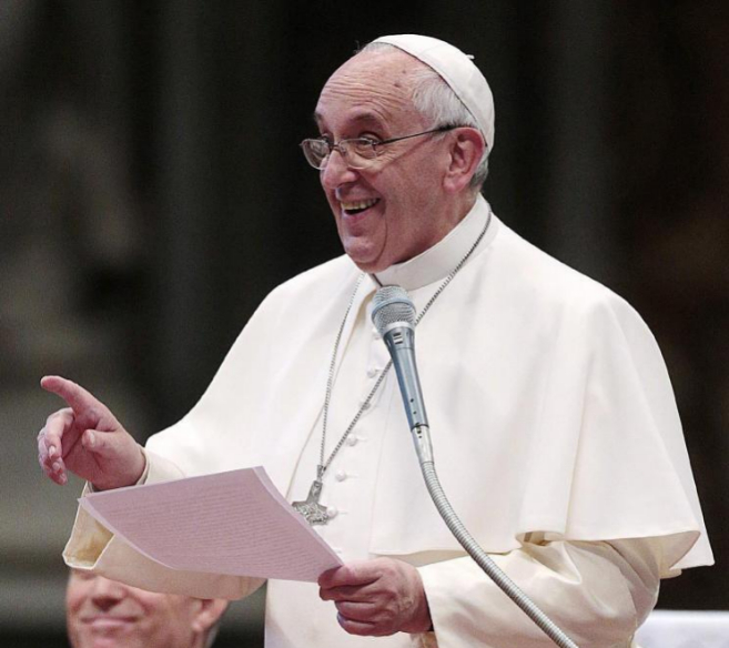 El papa Francisco, durante una audiencia con personalidades del...