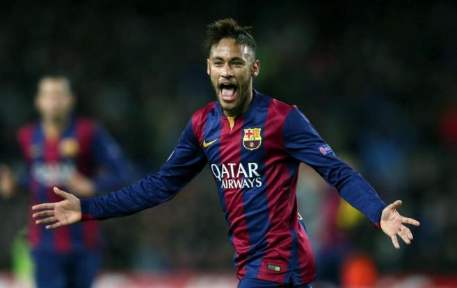 Neymar celebra uno de los goles conseguidos con el Barcelona, esta...