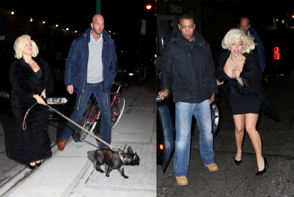 Una extravagante Lady Gaga sacando a pasear a su perro. Si, como lo...