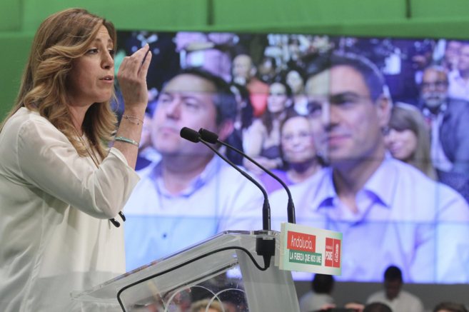 Susana Daz habla ante Pedro Snchez y el candidato de Sevilla en...
