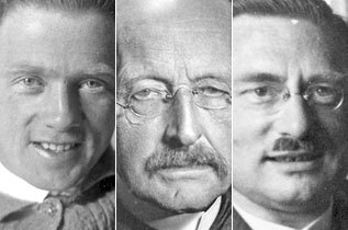 Werner Heisenberg, Max Planck y Peter Debye.