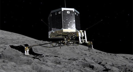 Recreacin del aterrizaje de Rosetta, la primera sonda que llega a un...