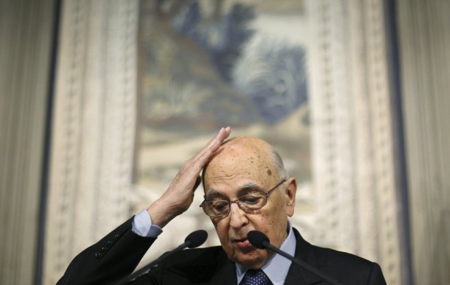 El presidente Giorgio Napolitano, durante una comparecencia en el...