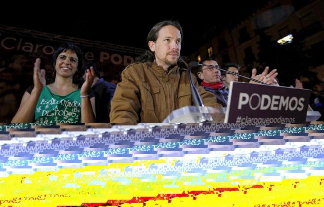Pablo Iglesias, en la noche electoral de los comicios europeos.