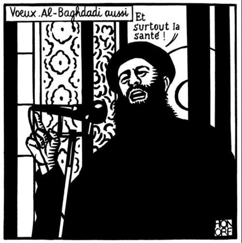 Caricatura de Abu Bakr Al Bagdadi, lder del IS.