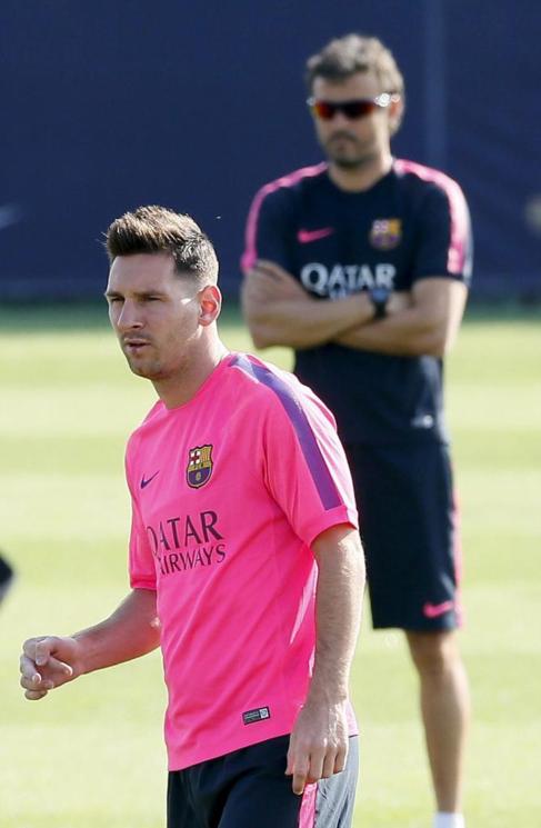 Leo Messi, durante un entrenamiento del Barcelona.