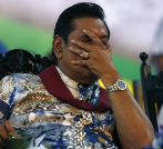 Mahinda Rajapaksa, durante su ltimo acto como presidente.