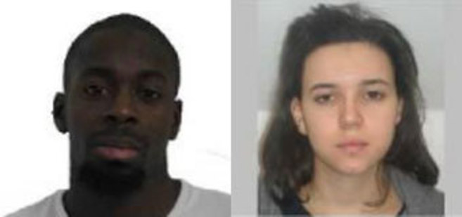 Amedi Coulibaly y Hayat Boumeddiene, presuntos autores del secuestro...
