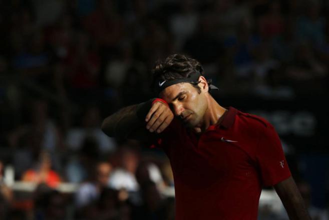 Roger Federer, durante su duelo de semifinales ante Dimitrov.